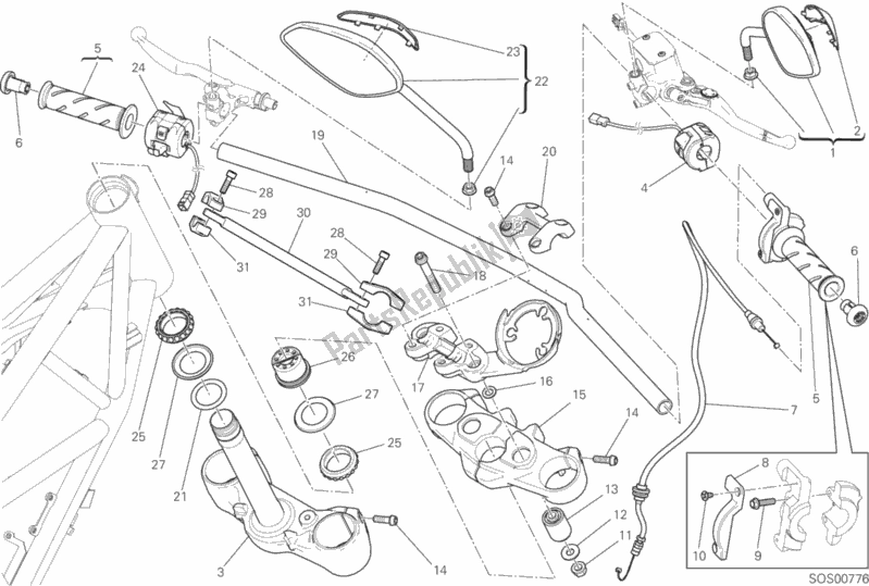 Tutte le parti per il Manubrio E Comandi del Ducati Scrambler Urban Enduro Thailand USA 803 2015